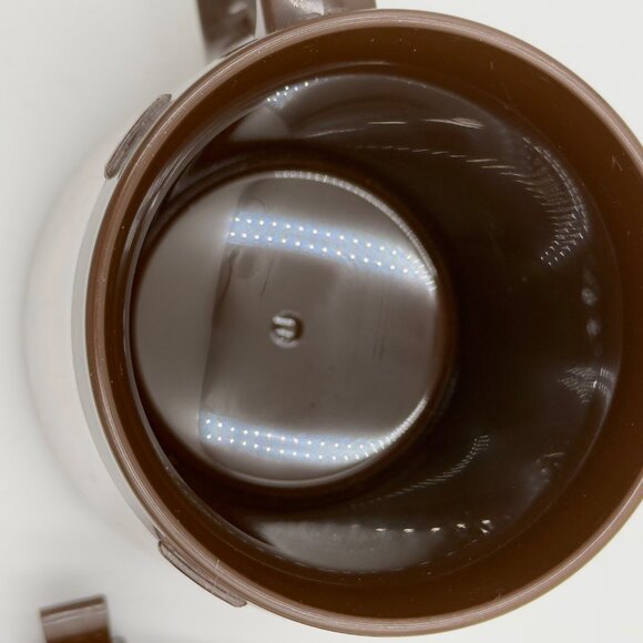 Vintage Thermo-Serv Insulated Striped Mug With Lid Brown Woodgrain Design 12 Oz - Picture 8 of 11